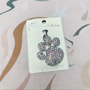 Large Rhinestone Bear Paw Pendant